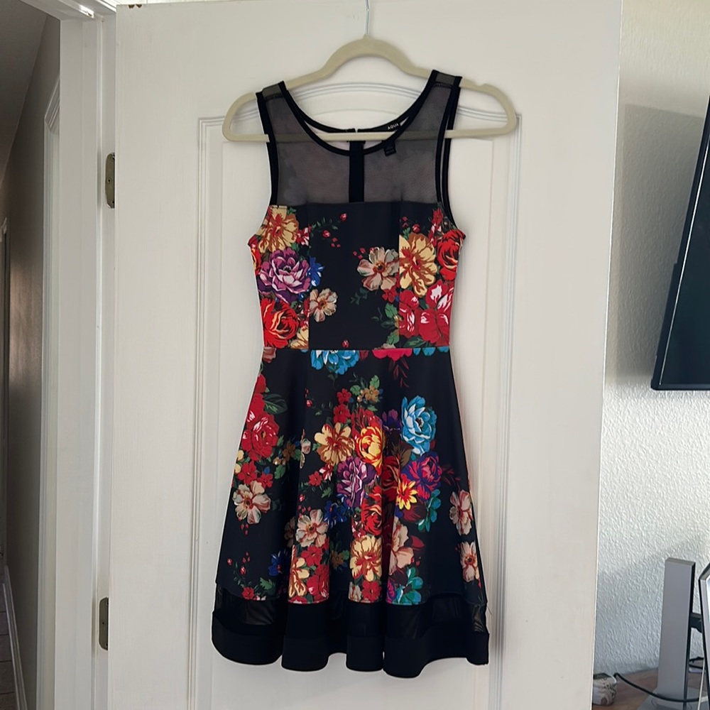 Black and Floral Dress XS